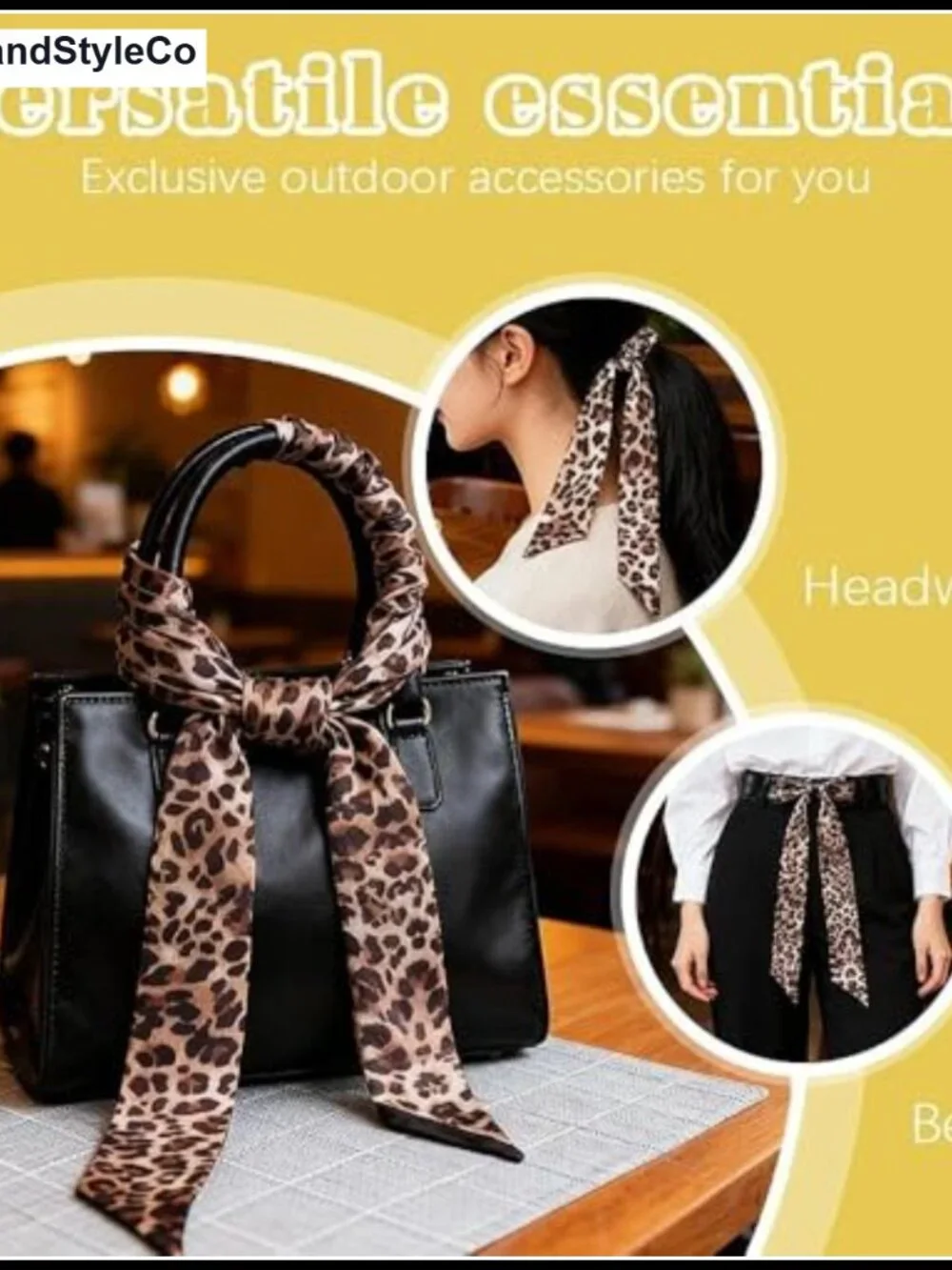 Leopard Print Satin Scarf for Women - Versatile Neck Scarf, Hair Accessory, Bag